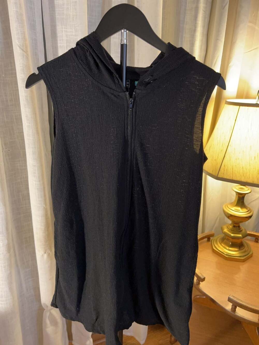 Porto Size S Black Sleeveless Zip-Up Hoodie